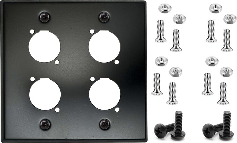 DIYTECH XLR Wall Plate Blank and XLR Panel Combo - Perfect for Professional Audio Setups in Studios, Theaters, and Conference Rooms - Easy to Install and Durable Design (4 Port Black) - Image 2
